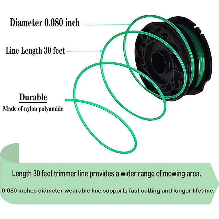 Dual Line Trimmer Spool for Black & Decker DF-080-BKP GH1000 3-Pack