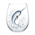 thumbnail image 2 of Artisanal Blue Ringed Octopus Glassware,2D Octopuses Stemless Wine Glasses, Handcrafted Marine Animal Bar Glass, Home Decor Gift for Coastal Lovers (Narwhal), 2 of 5