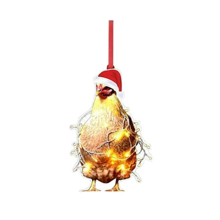 

TWCTUWEN Chandelier Replacement Cover New Fun Chicken Pendant Christmas Tree Pendant Christmas Home Decoration Acrylic Pendant Wire Garland Christmas