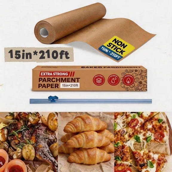 Unbleached Parchment Paper,15 x 210 ft Parchment Baking Paper Roll - 260Sq Ft  for Baking,Cooking,Grilling,Air Fryer and Steaming