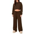thumbnail image 4 of Women's Drawstring Sweatpants Wide Leg Thermal Winter Warm Baggy Sweat Pants with Pockets Coffee L, 4 of 5
