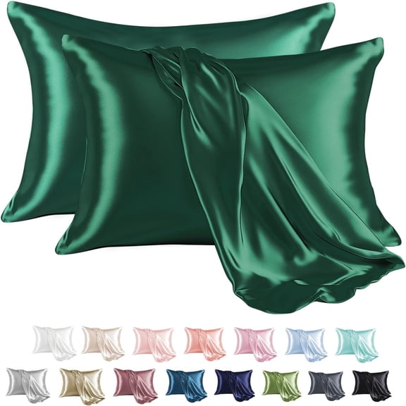 KOYPTL Satin Pillowcase for Hair and Skin Silk Satin Pillowcase 2 Pack Queen Size Pillow Cases Set of 2, Silky Pillow Cover with Envelope Closure (20x30", Pink)