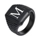 thumbnail image 2 of Anillo de dedo de acero inoxidable negro impermeable con letra personalizada A M S A Z, sello de inicial elegante para hombre, 2 of 4