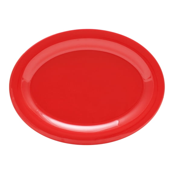 Excellante Color Pure Red Melamine Dinnerware Collection 13 1/2" x 10 1/2" Platter, Comes in Dozen