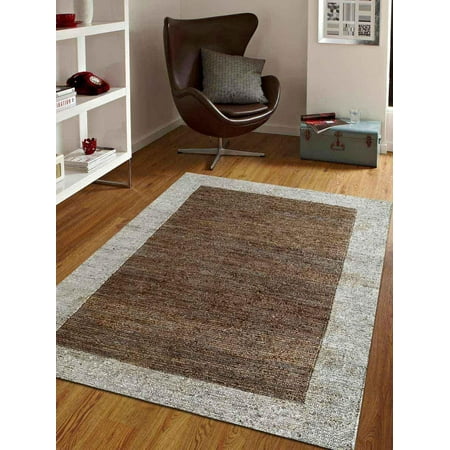 Hand Knotted Natural Rugsotic Carpets Hand Knotted Sumak Jute 8'x10' Eco-friendly Area Rug Oriental Natural Off White J00009 ()