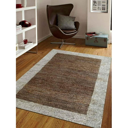 Rugsotic Carpets Hand Knotted Sumak Jute 8'x10' Eco-friendly Area Rug Oriental Natural Off White (Best Way To Get Carpet Glue Off Hardwood Floors)