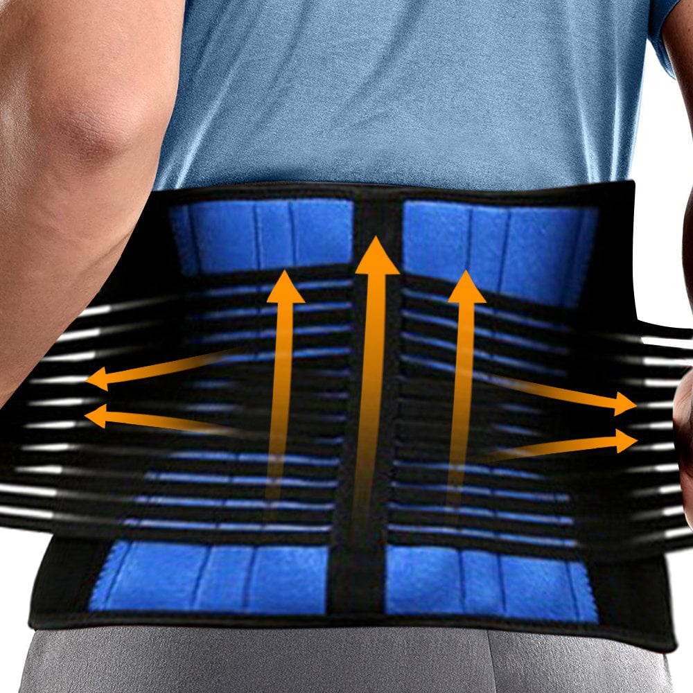 Double Pull Lumbar Support Lower Waist Back Belt Brace Compression Pain Relief 