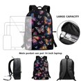 thumbnail image 6 of KUIFORTI Butterfly Backpack Messenger Bag Crossbody Printed Lunch Case Lunch Bag Pencil Case Pencil Bag with Pocket, Set of 3, 6 of 7