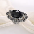 thumbnail image 3 of Mytys Retro Vintage Cocktail Statement Ring Black Marcasite and Crystal Rings for Women Antique Silver Plated Big Black Onyx Stone Ring, 3 of 6