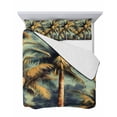 thumbnail image 7 of Palm Tree King Size Down Alternative Comforter, Lightweight Comforter Quilt Bedding Set with Pillow Shams Retro Summer Botanical Tropical Plant Leaves All Seasons Bed Comforter Duvet Insert 96"x106", 7 of 7