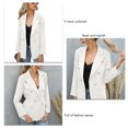 thumbnail image 4 of Chaqueta de traje para mujer Cuello en V Manga larga Bolsillos falsos Botón Chaqueta de traje informal para mujer Blanco M, 4 of 5