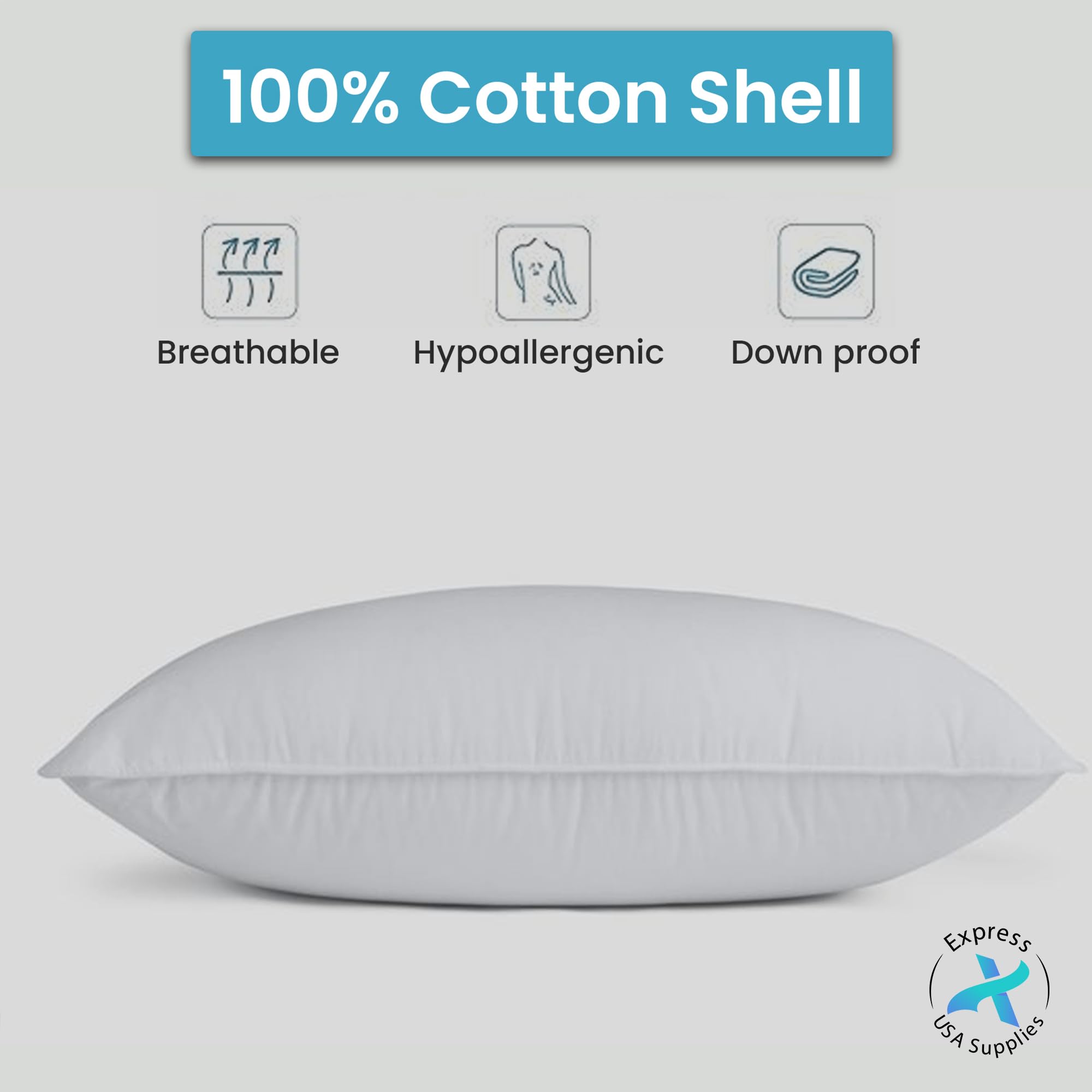 Express USA Supplies 2-Pack Standard Bed Pillows – Soft, Breathable & Hypoallergenic for Better Sleep