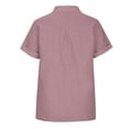 thumbnail image 6 of Diufon Cotton Linen Shirts for Women Solid Color T-Shirts Short Sleeve Lapel Button Tees with Pockets, 6 of 7