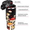 thumbnail image 4 of 30 oz Tumbler with Handle and Flip Straw Lid Leak Proof Boho Cute Moon Mushroom Lover Night Butterfly Stainless Steel Vacuum Insulated Travel Coffee Mug,Mushroom Gifts for Women Men,Retro Mushroom, 4 of 6