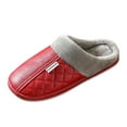 thumbnail image 4 of Memory Foam Scuff Slippers for Women Plush Warm Fashion Stitching Leather Waterproof Indoor Winter Home Shoes Non Slip Slip on Slides Red 9, 4 of 5