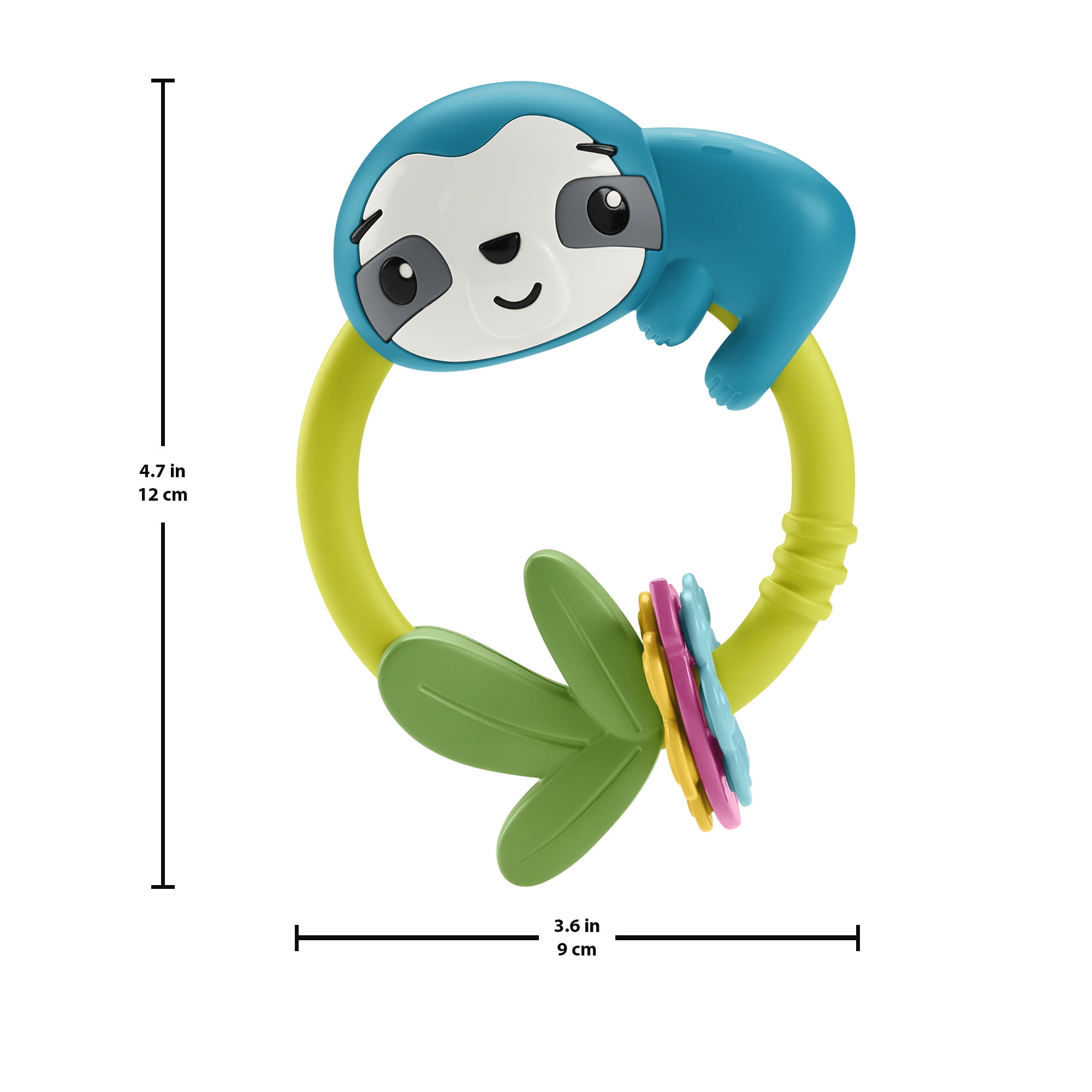 Fisher-Price Slide & Clack Sloth Baby Teether Toy Sensory Activity for Tummy Time for Newborns