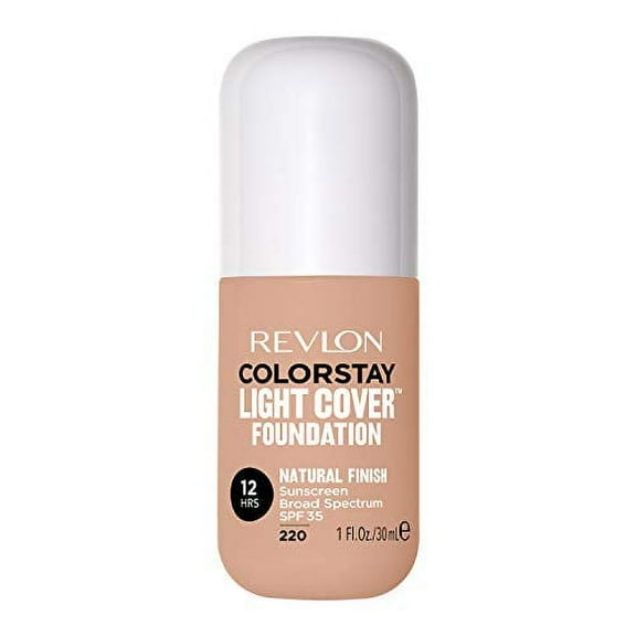 Revlon ColorStay Light Cover Liquid Foundation, Hydrating Longwear Weightless Makeup with SPF 35, Light-Medium Coverage for Blemish, Dark Spots & Uneven Skin Texture, 220 Natural Beige, 1 fl
