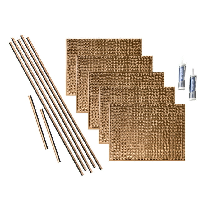 FASÄDE Terrain Decorative Vinyl Backsplash 15 sq ft Kit in Polished Copper