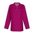 thumbnail image 4 of TODOZO Clearance Sale!! Women's Polo Shirts Cotton 3-Button Long Sleeve Collared Tops Summer Cool Shirt Uniform Casual Shirts Women's Short Sleeved Slim Casual Fashion Top Purple 4Xl, 4 of 5