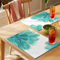 thumbnail image 4 of Turquoise Placemats Set of 4 Modern Gold Solid Tie Dye Watercolor Floral Place Mats Indoor Wipeable Table Mats Washable Cloth Dining Table Placemats for Kitchen Holiday Party Home Decor 13x19 Inch, 4 of 9
