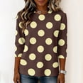 thumbnail image 4 of JULMCOMO Shirts for Women Polka Dot 3/4 Sleeve Crew Neck Casual Loose Fit T Shirts Retro Dot Trendy Comfy Tunic Tops Brown 2XL, 4 of 6