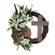thumbnail image 1 of Matsuzay redonda para puerta de Pascua con cruz con arpillera, decoración de puerta delantera para el hogar, rústica Kits de decoración para fiestas sin bufanda, 1 of 1