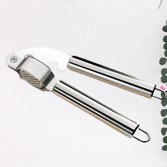 Masteelf Stainless Steel Garlic Press for Kitchen Use and Easy to Clean with Silver Color 3.5 x 2.1 Inches