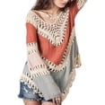 thumbnail image 1 of Mujeres Crochet Hollow out Patchwork Blusa suelta Boho Bikini de manga larga Tops Chica Cuello en V Traje de baño Bata Cover Up Methold FS7485-01, 1 of 7