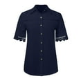 thumbnail image 4 of GigrtiJin Blouses for Women Dressy Casual Summer Lace Trim Short Sleeve Tops Button down Loose Collared Work T Shirts, 4 of 5