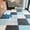 White Gray Blue, variant on EASHZMFYTBF 24pc Inspired Interlocking Carpet Pads, Easy To Clean, Square Pattern, Non-Slip EVA Backing, Protective Floor Tiles, Exercise Mat, for Bedroom, Living Room, White Gray Blue