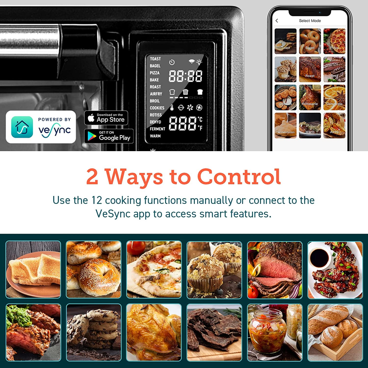 COSORI Smart Air Fryer Toaster Oven, Large 32-Quart, Stainless Steel, Walmart Exclusive Bonus, Black，CS130-AO-RXB