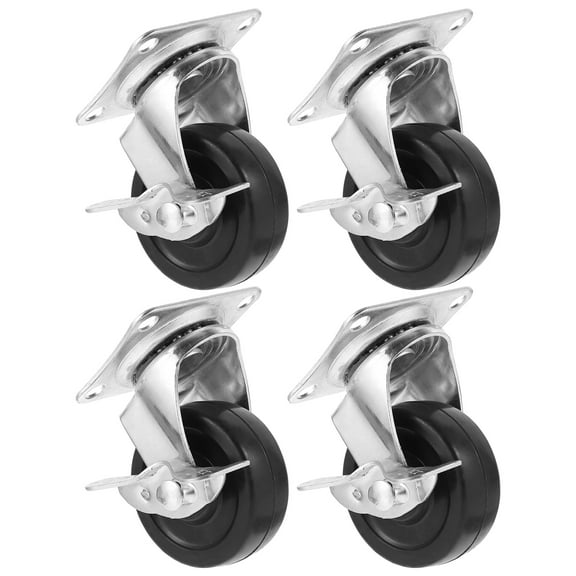 4pcs 2.5" Swivel Caster Wheels for Shopping Cart with Locking Plate