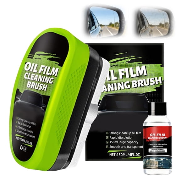 2026 New Glass Cleaner, 150ml Automotive Oil Film Cleaning Brush, Universal Glass Cleaning Wipe Board, Reusable Glass Oil Film Remover Windshield Cleaner for Car Windows Glass (1PCS)