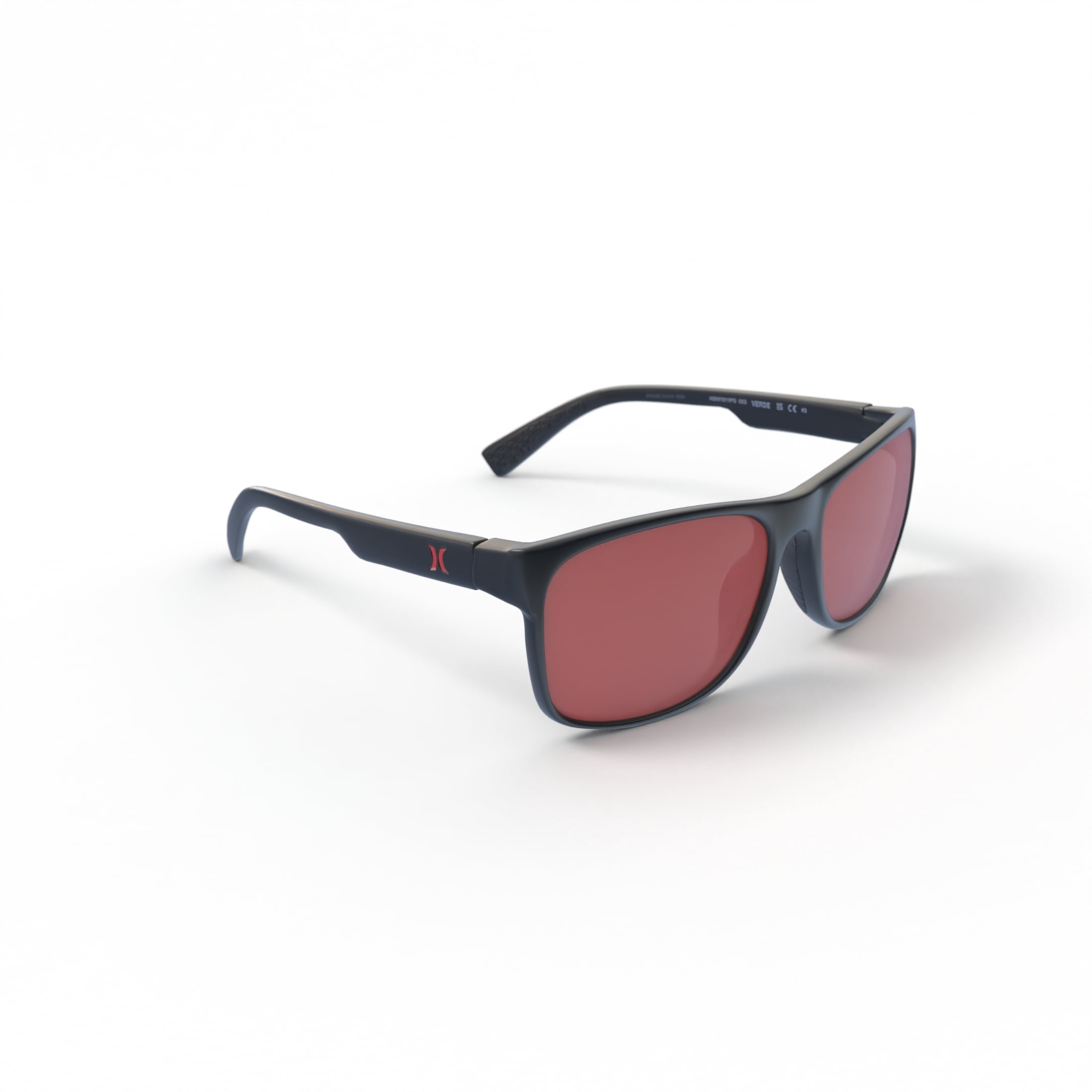 Hurley Verde HSM1011PS_003 Polarized Square Sunglasses Black/Red Frame and Red Mirror Lens