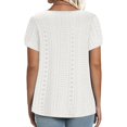 thumbnail image 4 of Maoxin Womens Tops Womens Plus Size Summer Casual Neck Hollow Tee Shirts Leaf Sleeve Fashion Loose Blouse Blouses for Women White 3XL, 4 of 7