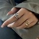 thumbnail image 3 of Anillo abierto chapado en oro minimalista ajustable lágrima declaración Ri, 3 of 3