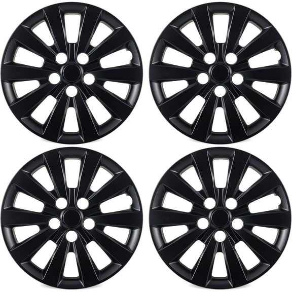 Matte Black HubCaps Compatible With 2011-2024 NISSAN LEAF; 2013-2019 NISSAN SENTRA;  16 inch Steel Wheel Covers  ; Set Of 4 Pcs