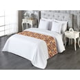 thumbnail image 3 of Tribal Bed Runner, Mosaic Look Squares Ethnic Sketch Motive with Triangles Eastern Vibes, Decorative Accent Bedding Scarf for Hotels Homes & Guest Rooms, Queen, Yellow Green Vermilion, by Ambesonne, 3 of 3