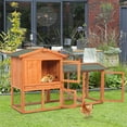 thumbnail image 6 of Pefilos 57" Wooden Rabbit Hutch Indoor and Outdoor Pet Bunny Cage, Bunny House a Waterproof Roof Chicken Coop, Orange, 6 of 15