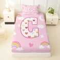 thumbnail image 3 of Feelyou Cute Love Heart Letter C Twin Sheet Sets for Girls, Star Cloud Bedding, Pink, 3 Pieces, 3 of 5