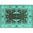 thumbnail image 1 of Ahgly Company Machine Washable Indoor Rectangle Oriental Turquoise Blue Traditional Area Rugs, 7' x 9', 1 of 4