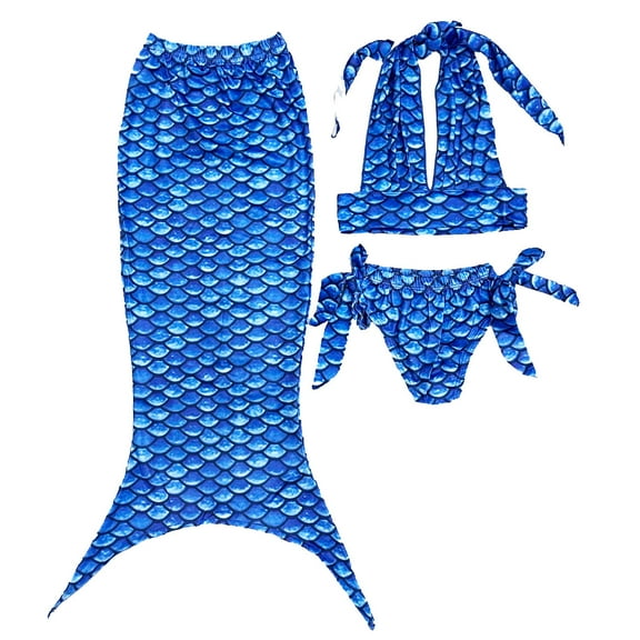 Wenchoice Blue Scales Mermaid Tail 3 Pieces Swimming SuitX S(1-2Y)