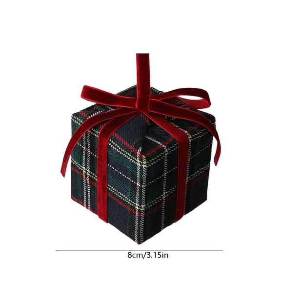Gift Boxes Ornaments for Christmas Tree, Fabric Wrapped Box Decoration for Holiday Tree, Wreath, Mantel, Gift Box Hanging Decorations Miniature Pendant for Xmas Tree Holiday Party Decor