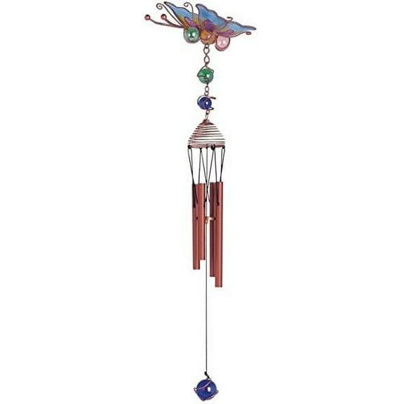 StealStreet SS-G-99885 Wind Chime Copper & Gem Butterfly Garden Decoration Hanging Decor Bell