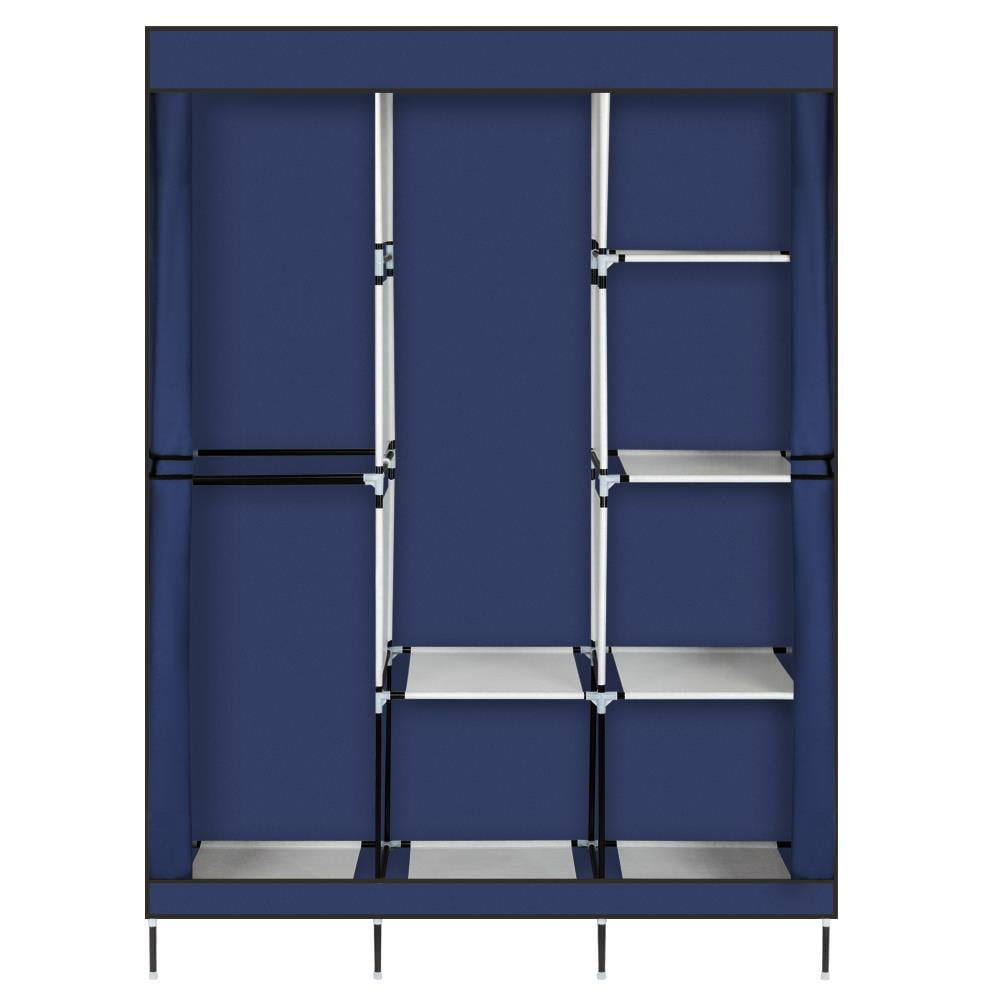 Blue 9 Shelf Hanging Clothes Storage Shelves Wardrobe Collapsible