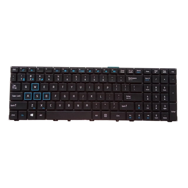 Teclado para portátil con distribución estadounidense, retroiluminado, mate, duradero, en inglés. Luz azul