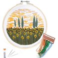 thumbnail image 1 of Full Set of Hand-Made Embroidery Starter Kit, Plant Cross Stitch Kits for Beginners Including Patterned Embroidery Cloth,Sun Flower Embroidery with Bamboo Hoop,Color Floss,Tools Kit, 1 of 9