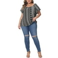 thumbnail image 2 of Agnes Orinda Women's Plus Size Boho Off Shoulder Short Sleeve Print Holiday Blouse 4X Black, 2 of 5