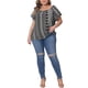 thumbnail image 2 of Blusa de vacaciones de mujer plus size bohemia de hombros descubiertos y manga corta con estampado 4X negra, 2 of 5