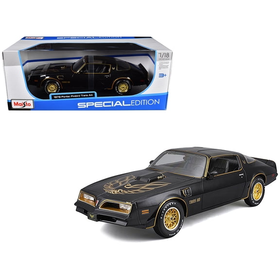 1978 Pontiac Firebird Trans Am Black Metallic with Hood Graphics "Special Edition" Series 1/18 Die Cast Model Car by Maisto